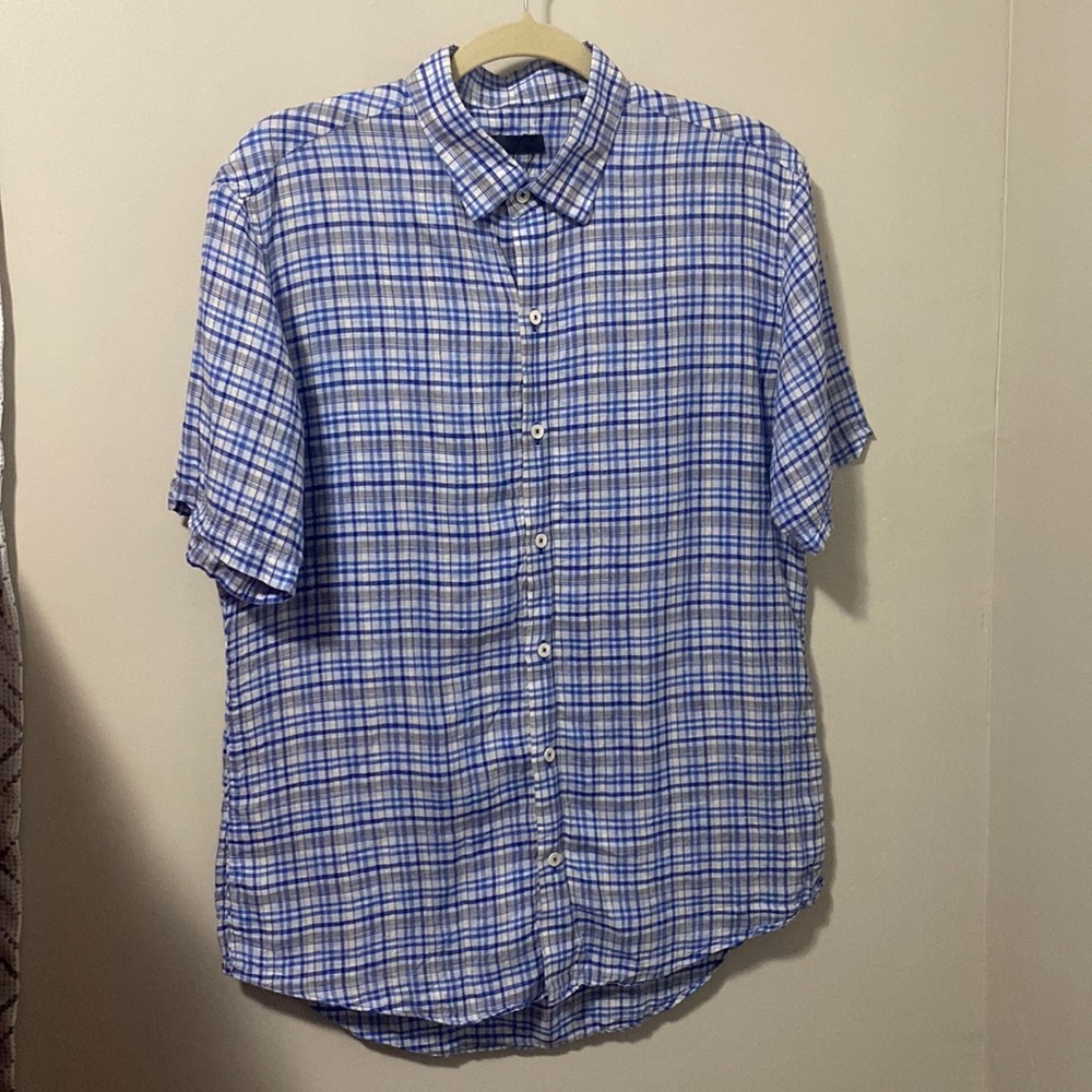 NWOT!‎ Zachary Prell Linen Plaid Button Up